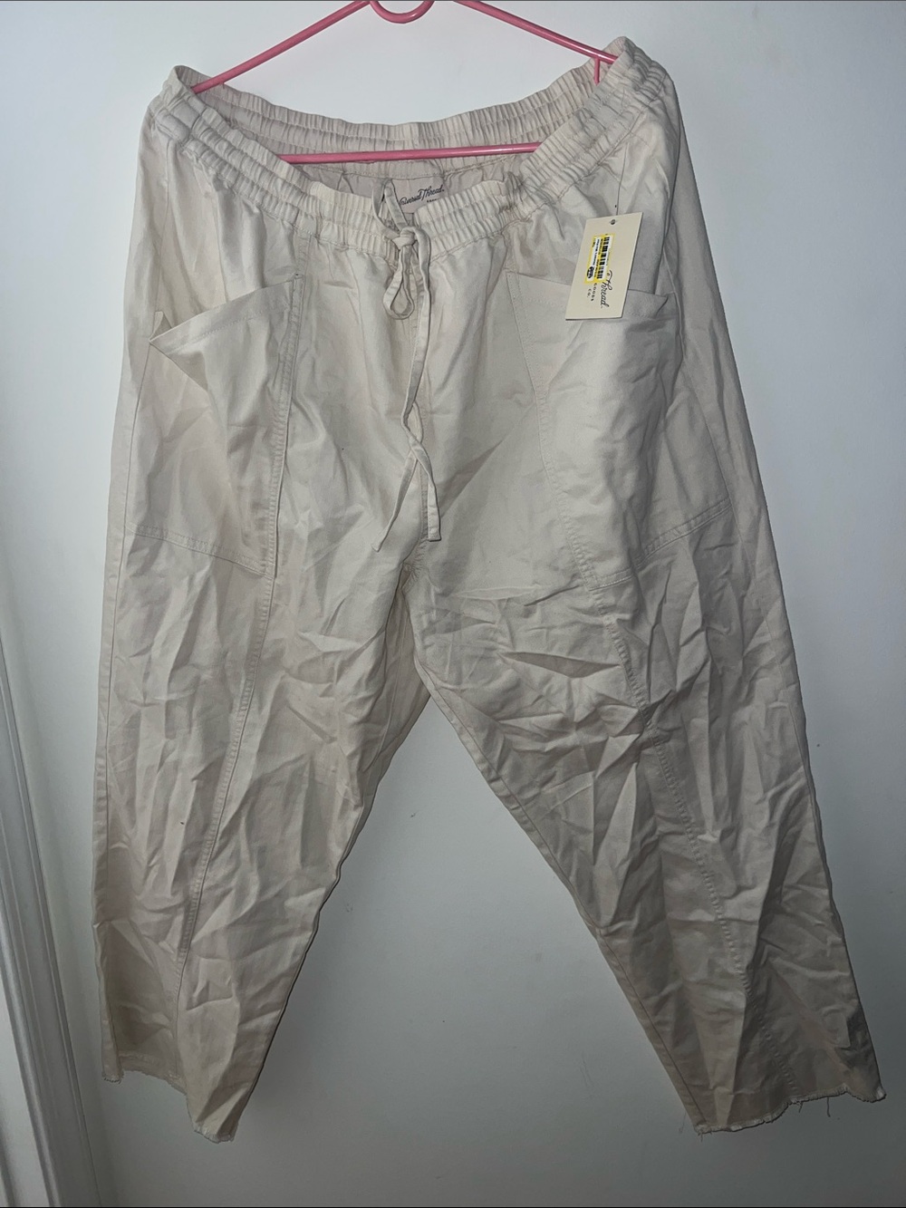 Universal Thread Men's Drawstring Cargo Pants in Cream